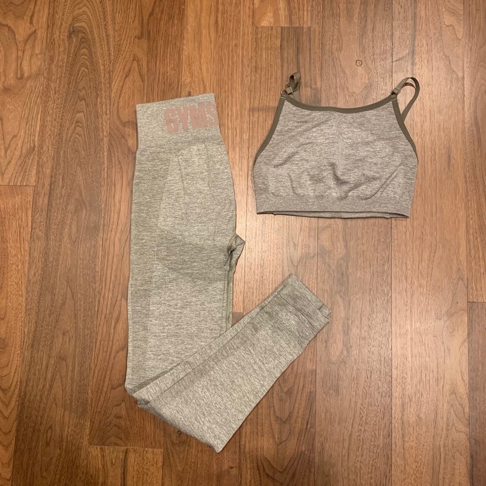 Gymshark green marl high waisted flex set